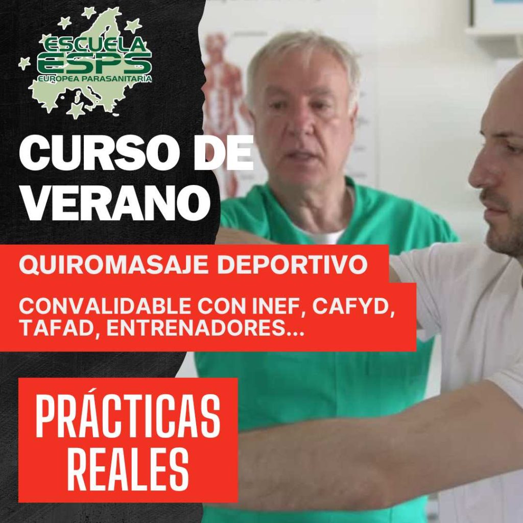 cursos de quiromasaje y quiromasaje deportivo intensivos de verano, curso de quiromasaje intensivo de verano, cursos de verano de masajista